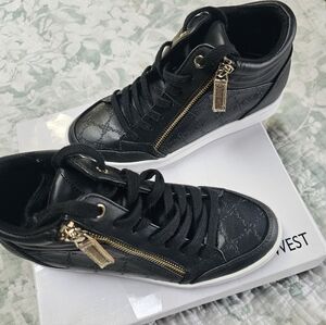 Nine west wedge faux leather sneaker